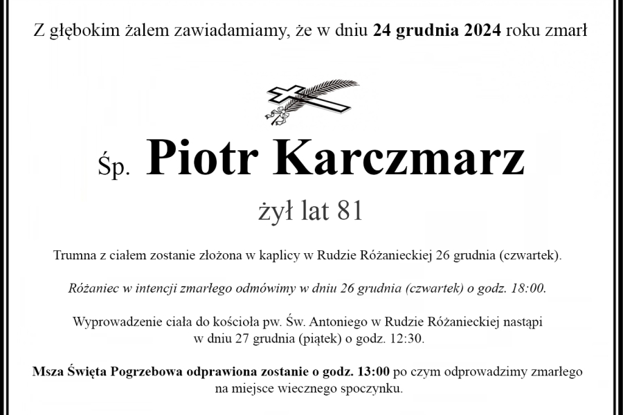 Zmarł Piotr Karczmarz [71 lat]